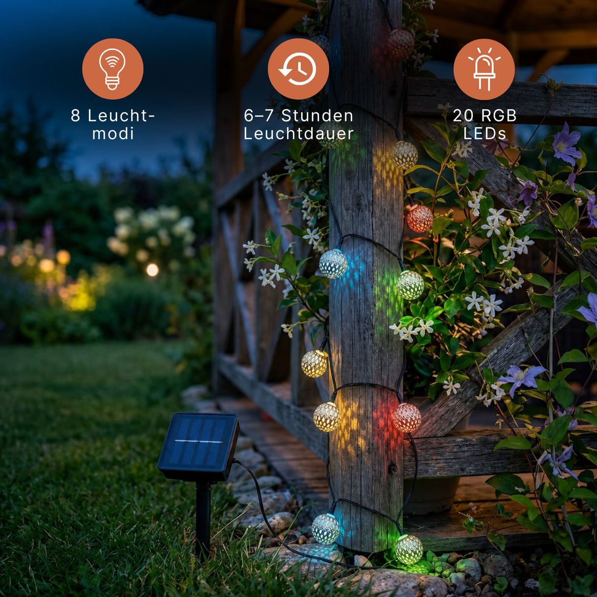 Marokkanische LED Outdoor-Dekoleuchte 4.8m Solar-Gartenbeleuchtung