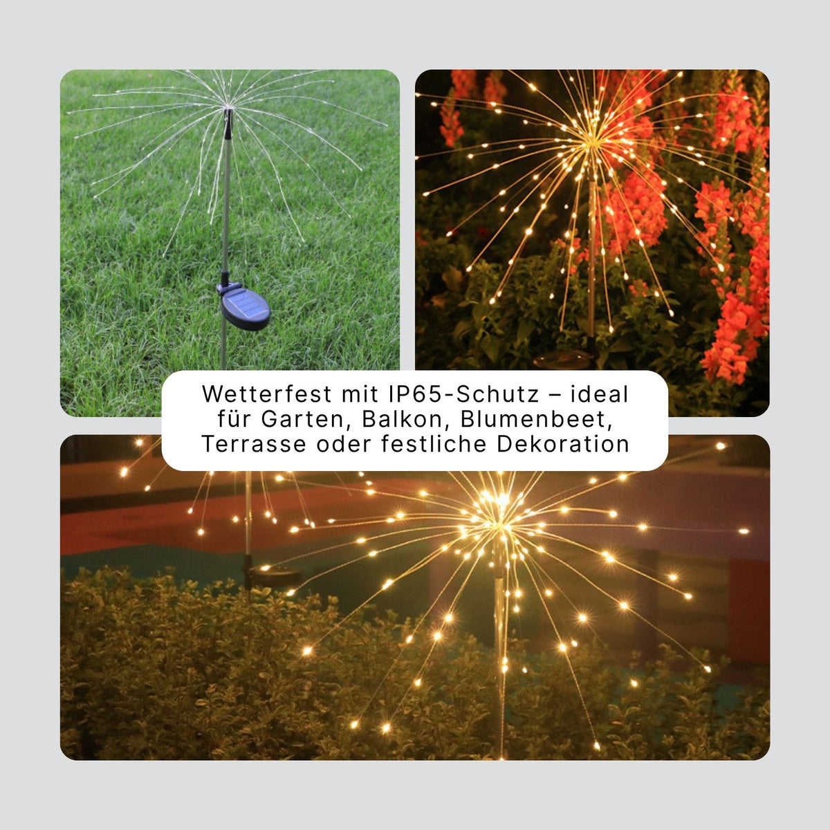 2er-Set LED Solar-Gartenleuchten Dekoleuchten Feuerwerksleuchten