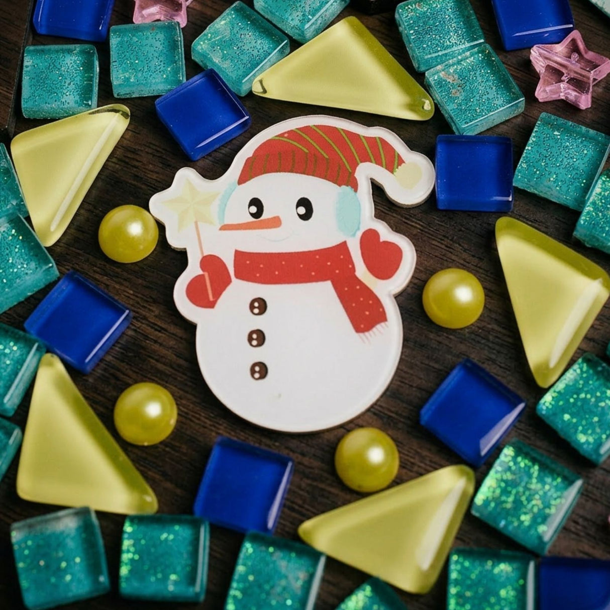 2er-Set DIY-Mosaik-Untersetzer Weihnachtsmann Schneemann Bastelset