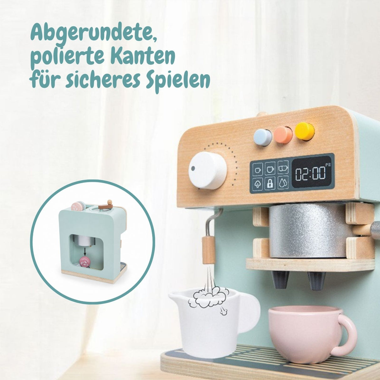 Holzspielzeug Frühstücksset Kaffeeautomat Mikrowelle Küchenmaschinen