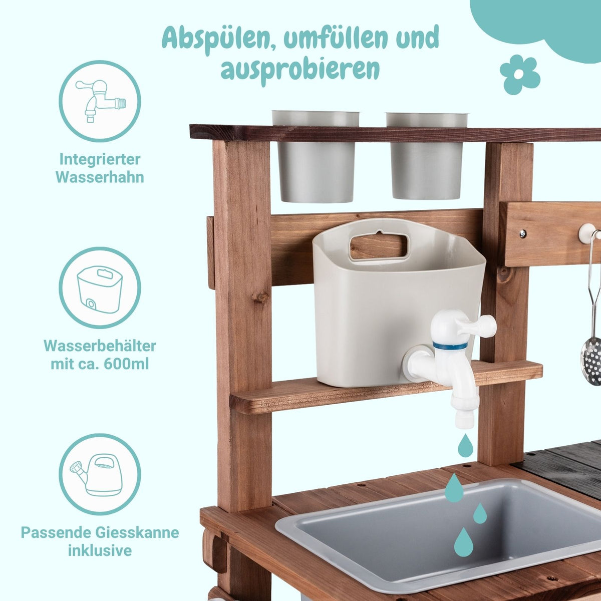 Outdoor-Kinderküche aus Holz Kinder-Matschküche Garten-Spielküche