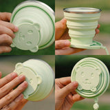 Faltbarer Silikonbecher mit Deckel Reisebecher Trinkbecher Faltbecher