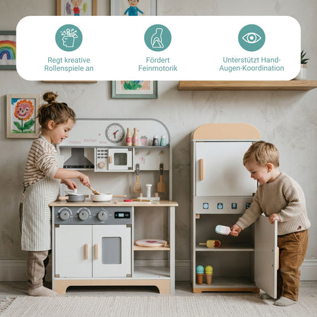 2-tlg. Kinder Haushalts-Spielset Kinderküche Kühlschrank