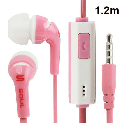 FLACH Kabel Stereo Bass in Ear Kopfhörer Microfon + vergoldete AUX-Stecker + ON OFF - Pink