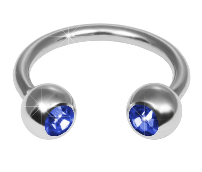 Circular Barbell Piercing Edelstahl mit Zirkonia - Blau