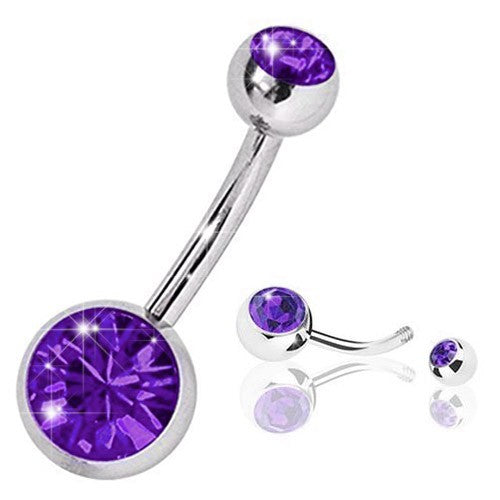 1,6mm Bauchpiercing Chirurgenstahl 316L mit Zirkonia - Violett