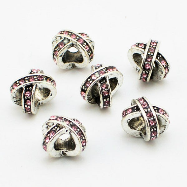 X - Bead versilbert 925 mit Strass - Silbrig Rosa