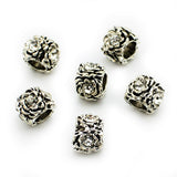 Strass Rose Bead versilbert 925 - Silbrig