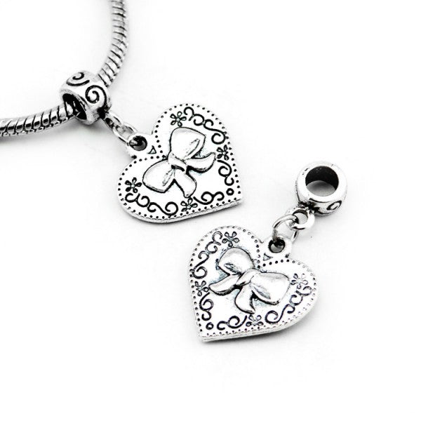 Herz love Charm Anhänger für Armband - Silbrig