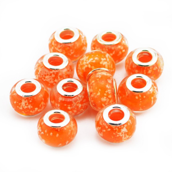 Glas Bead Perle versilbert 925 - Orange