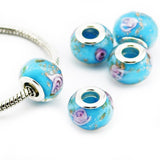 Glas Bead Perle versilbert 925 - Baby Blau