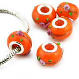 Glas Bead versilbert 925 - Silbrig Orange