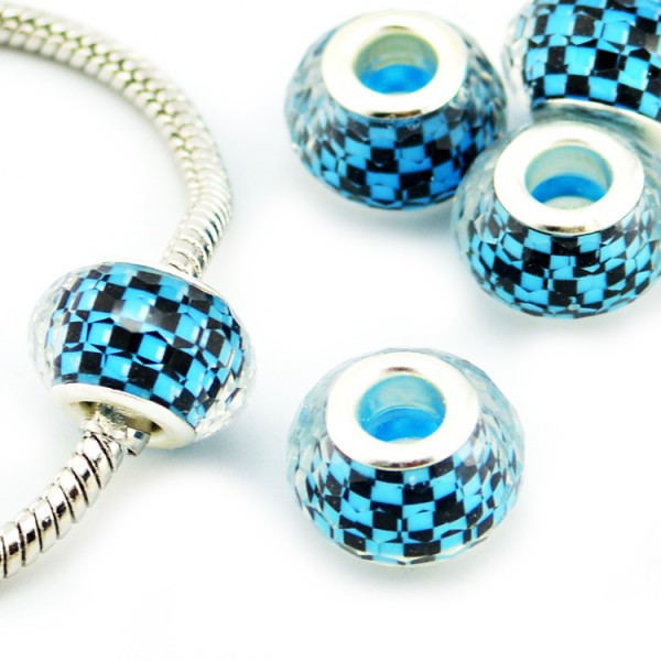 Bead versilbert 925 - Silbrig Blau