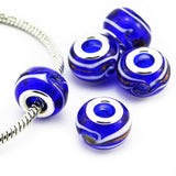 Glas Bead versilbert 925 - Silbrig Blau