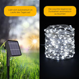 22m Solar-Lichterkette Gartenbeleuchtung Leuchtgirlande LED Kaltweiss