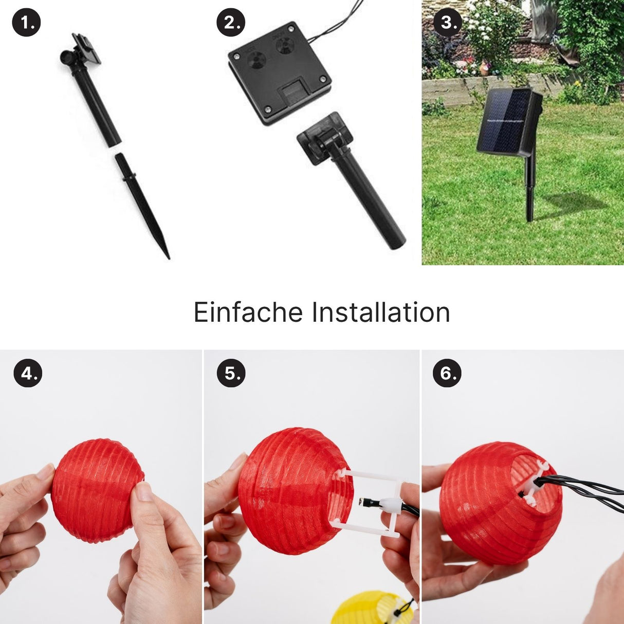 6.5m Solar Lampion-Lichterkette LED-Lichterkette Leucht-Girlande bunt