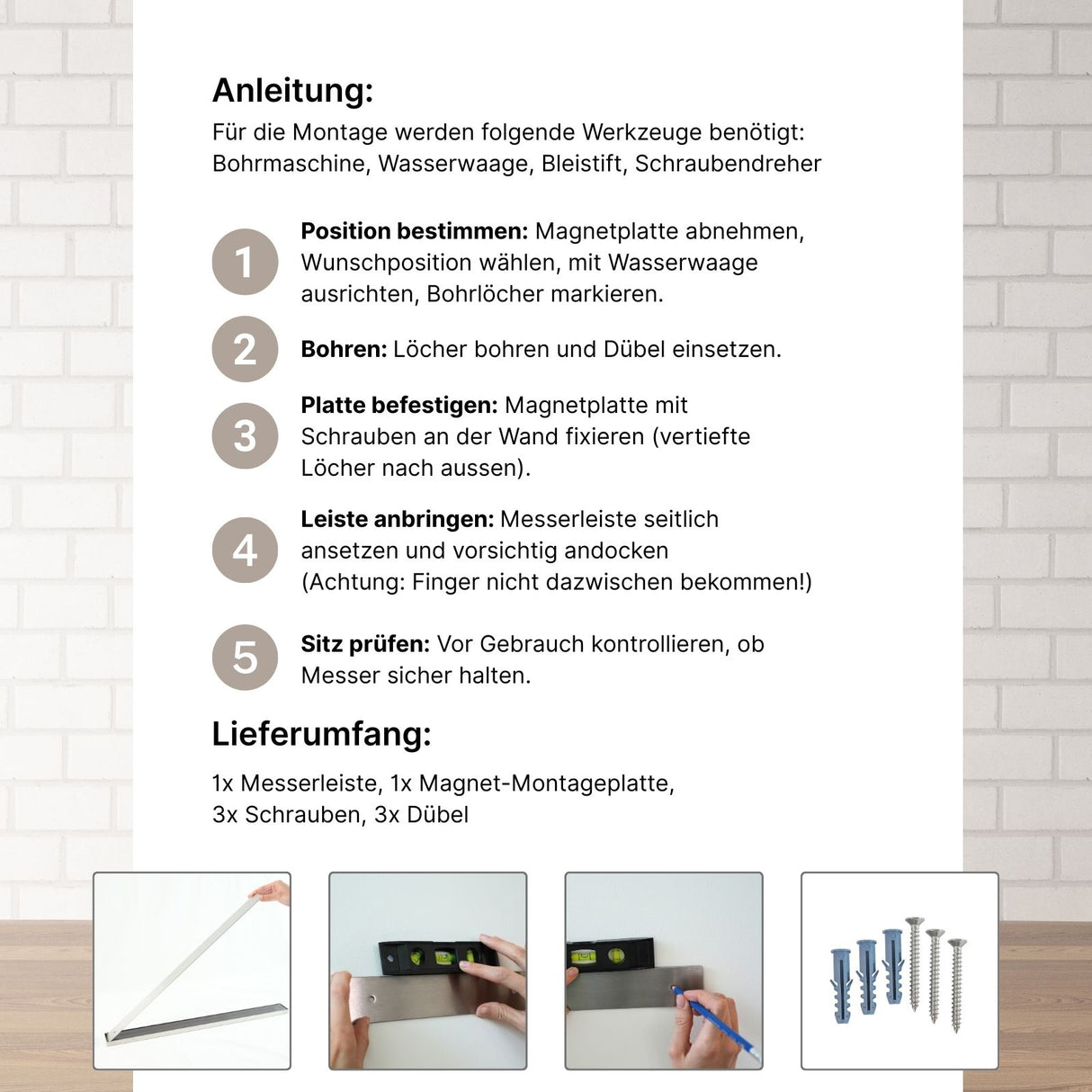 Messer-Halter magnetische Halterung Magnetleiste Wandleiste
