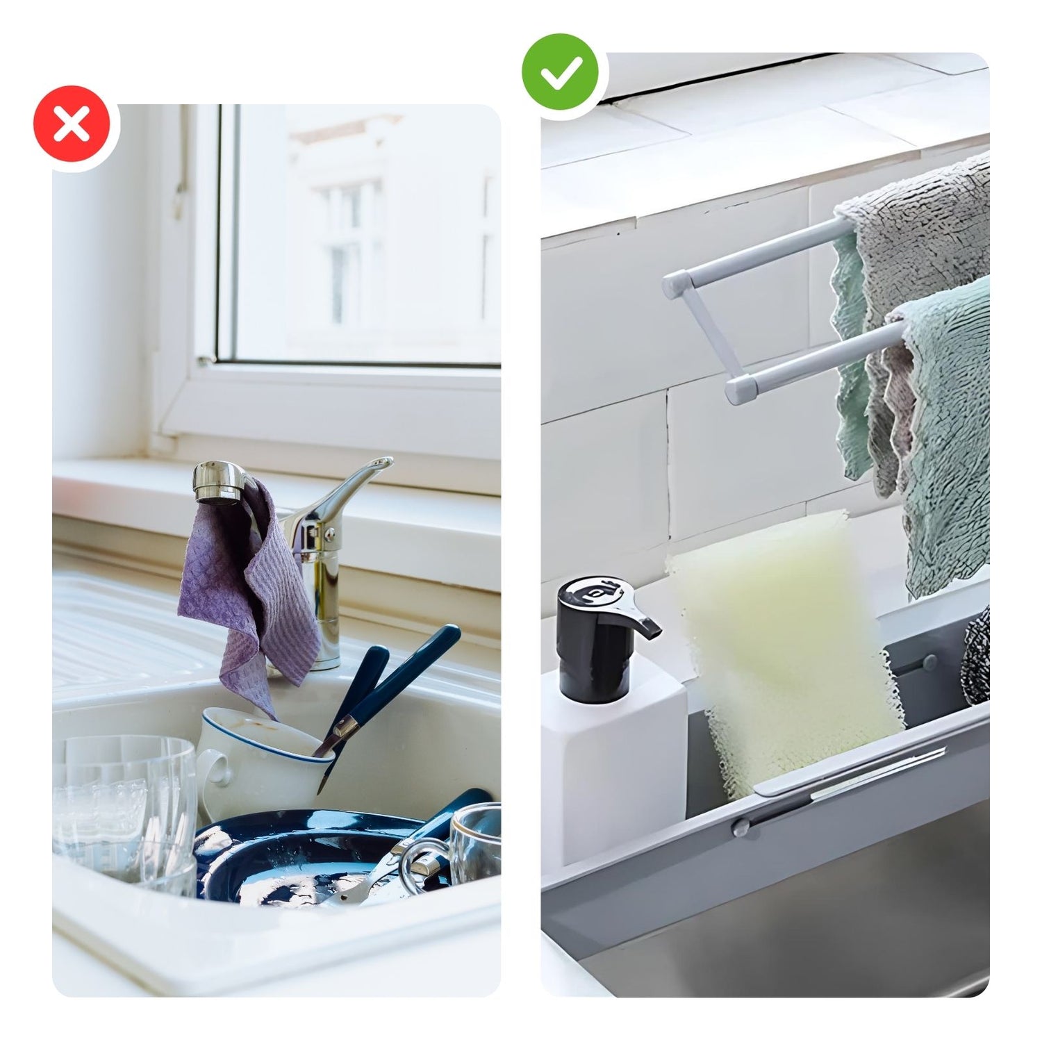 küchenschwamm aufbewahren Waschbecken-Organizer Spülbecken-Regal Schwamm-Rack Küchenorganizer – Hermex.ch