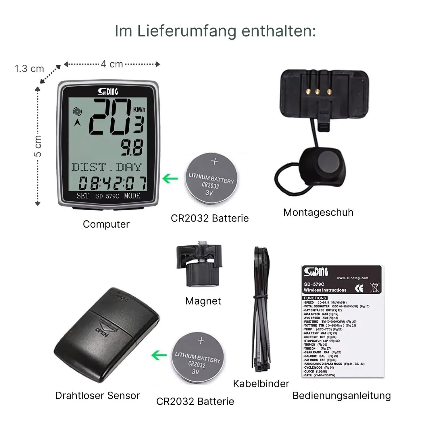 fahrradcomputer einfache bedienung Sunding Fahrradtacho Velotacho Fahrradcomputer Velocomputer Bikecomput – Hermex.ch