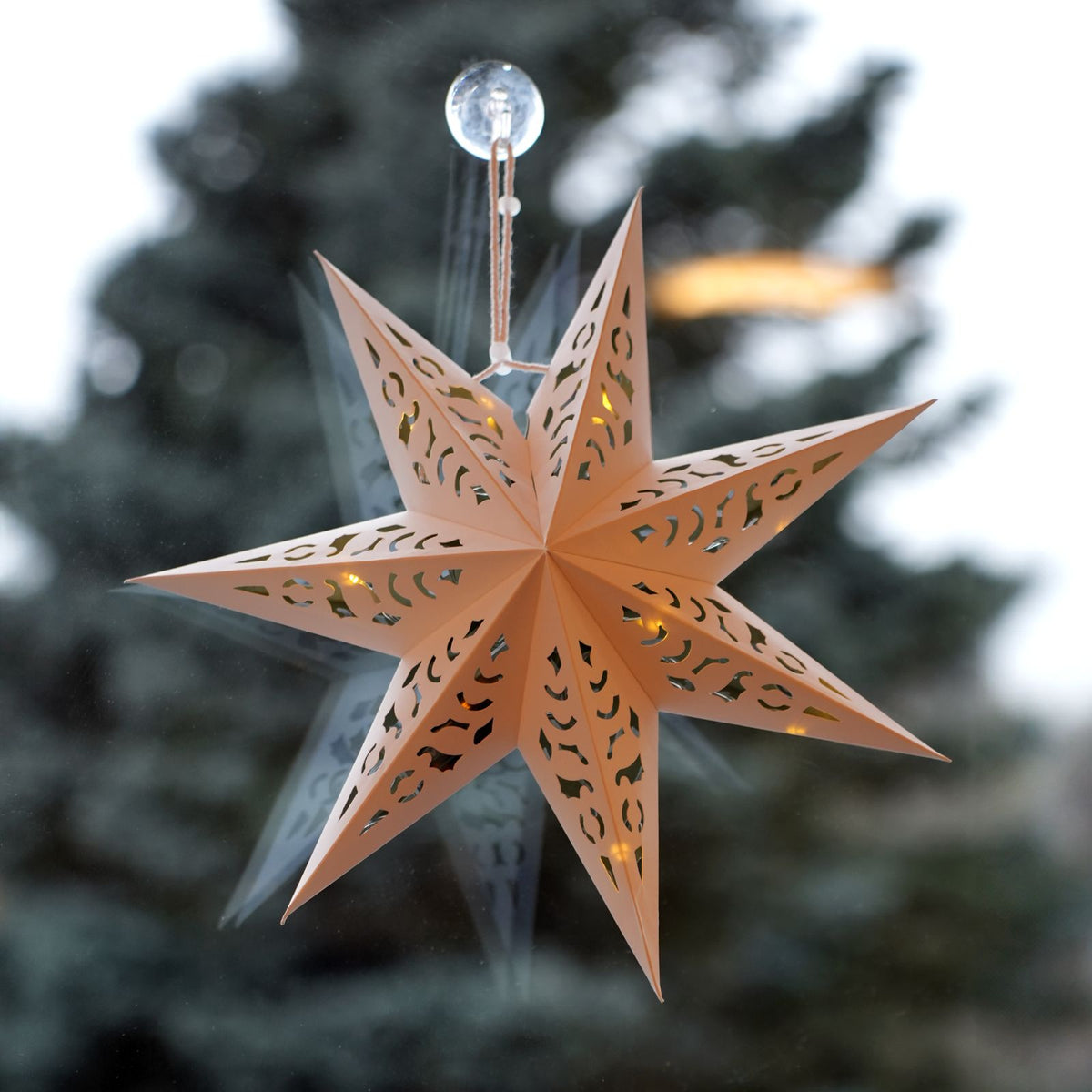 LED Leuchtstern Weihnachtsstern Beleuchtung Hanging Star Laterne Falts –