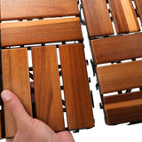 4er-Set Akazienholz-Fliesen Holzfliesen Bodenplatten Klickfliesen