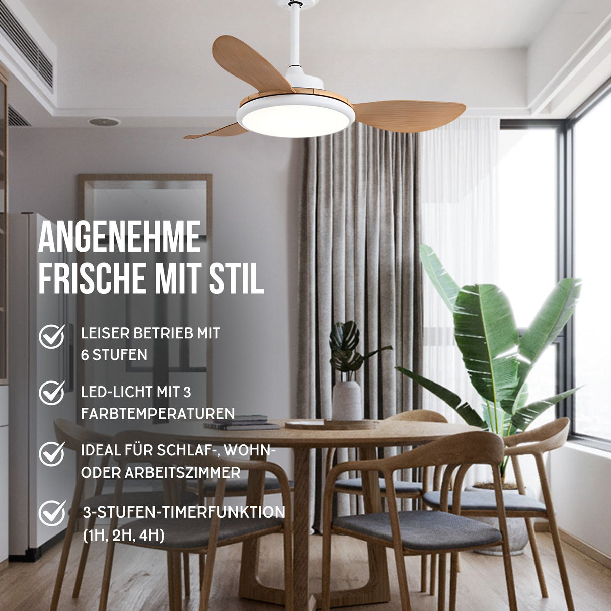 Ventilator mit LED-Beleuchtung Deckenventilator Deckengebläse