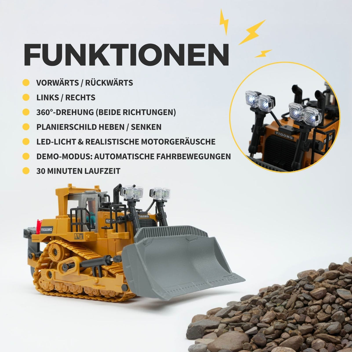 Ferngesteuerter Bulldozer Planierraupe Baufahrzeug Spielzeug 1:24