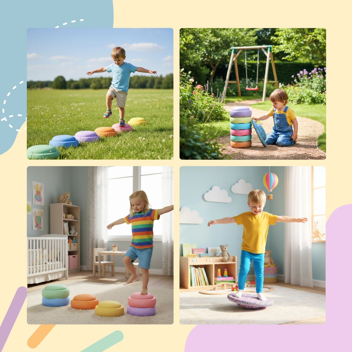 Trittsteine Motorikspielzeug Balanciersteine Flusssteine Balancespiel