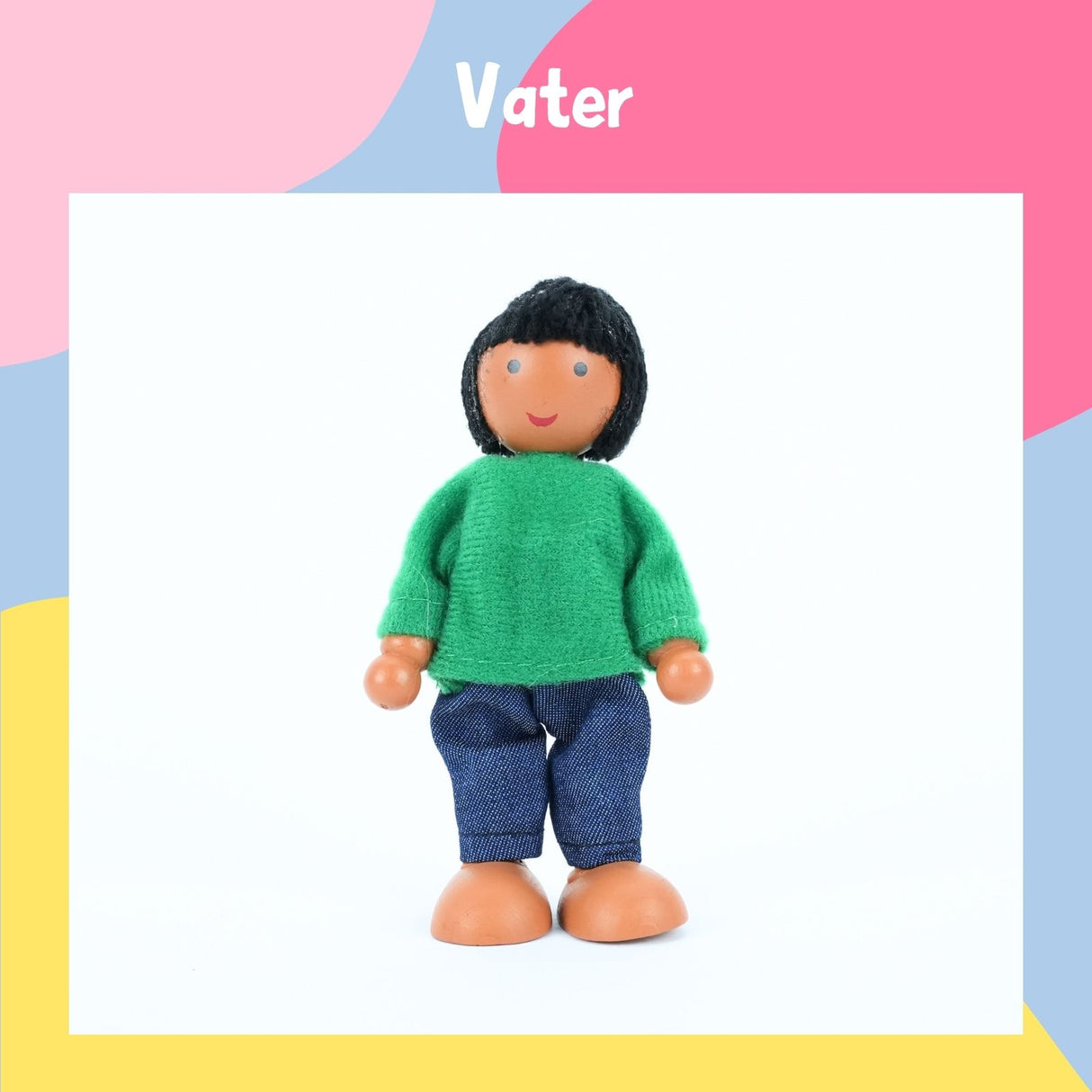 7-tlg. Puppenfamilie aus Holz Holzpuppen Biegepuppen Kinderspielzeug