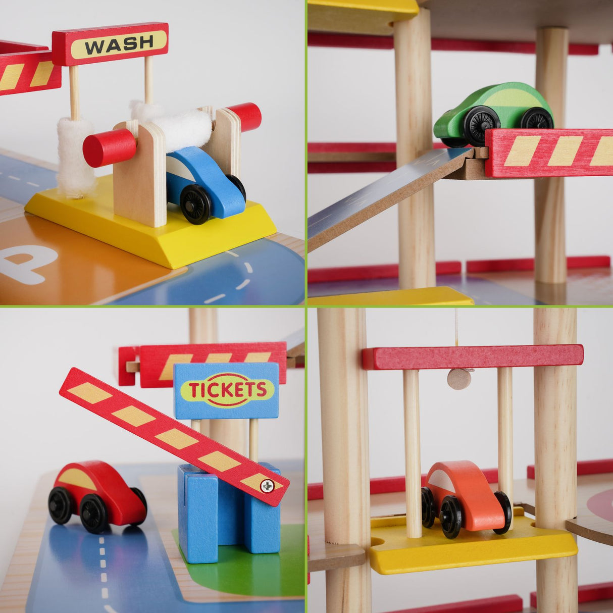 Holz-Parkhaus für Kinder mit Zubehör Parkgarage Spielzeug Spielgarage