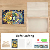 Diamond Painting Serviertablett Sonne Mond Holztablett Servierplatte