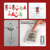 LED Weihnachtslichterkette 3m Sternen-Lichtervorhang mit Schneeflocken