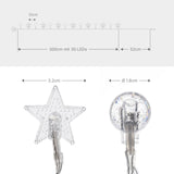 LED Kugel- und Sternenlichterkette 3m Dekolichterkette Kugeln Sterne