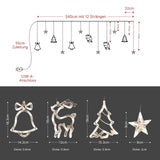 LED Weihnachtslichtervorhang 3.4m  Leuchtkette Weihnachtsvorhanglichter