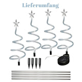 4er-Set LED Solar-Spiralbaum Lichterkette Weihnachtsdeko Solarleuchte