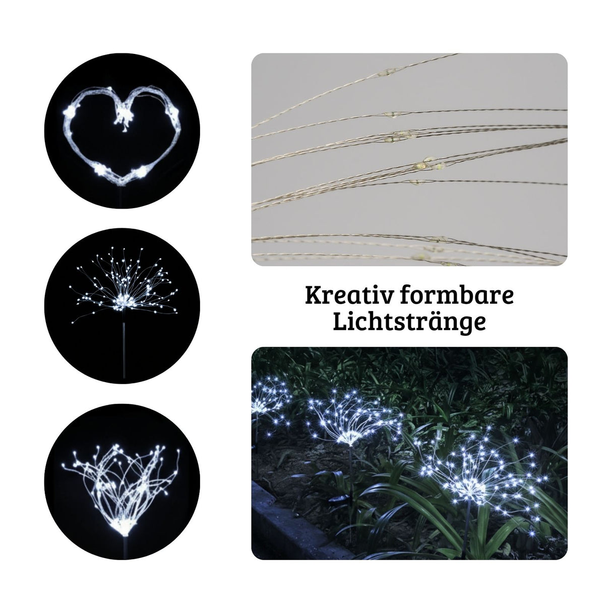 2er-Set LED Solar-Feuerwerkslichter Gartenleuchte Lichterkette Deko