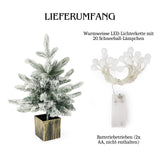 Weihnachtsbaum 45cm mit Schnee und LED Kunsttanne Tisch-Christbaum