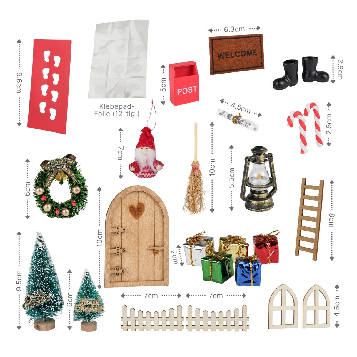 25-tlg. Wichteltür-Set Miniaturwelt Weihnachtsdeko Elfentür-Zubehör