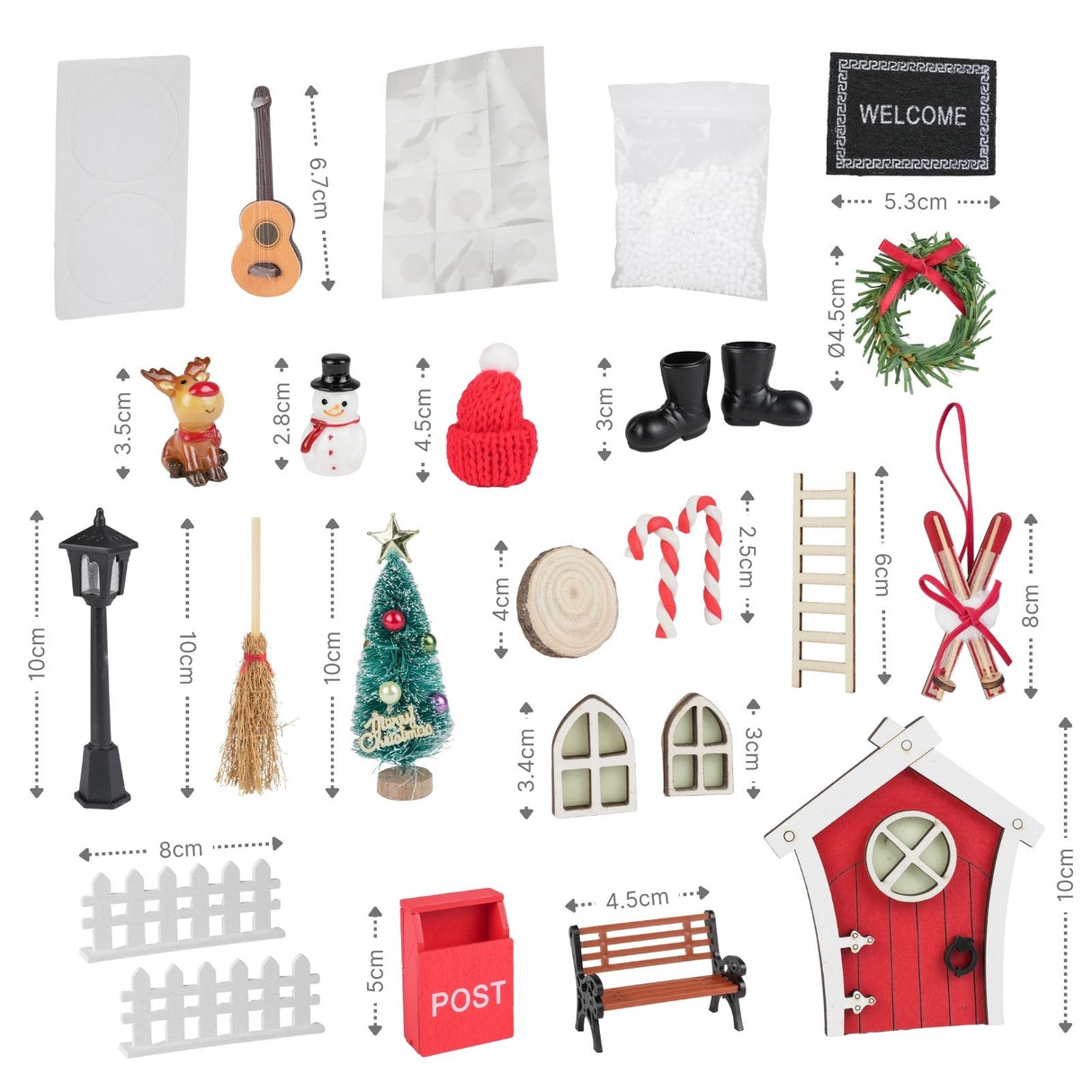 24-tlg. Wichteltür-Set Miniaturwelt Weihnachtsdeko Elfentür-Zubehör