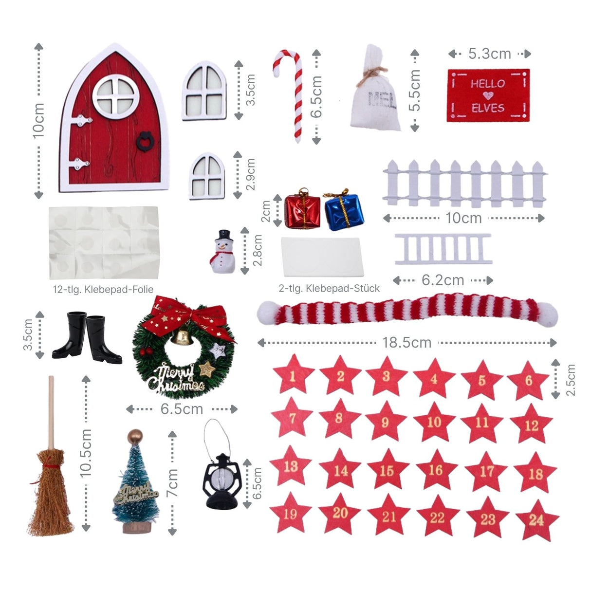 42-tlg. Wichteltür-Set Weihnachtsdeko Miniaturwelt Elfentür-Zubehör