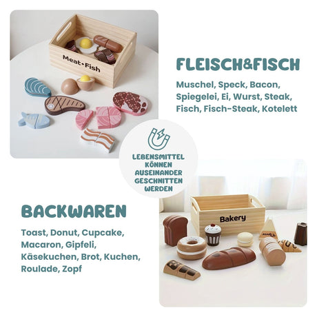 Holz-Kaufladen mit Zubehör Kinder Marktstand Kaufmannsladen