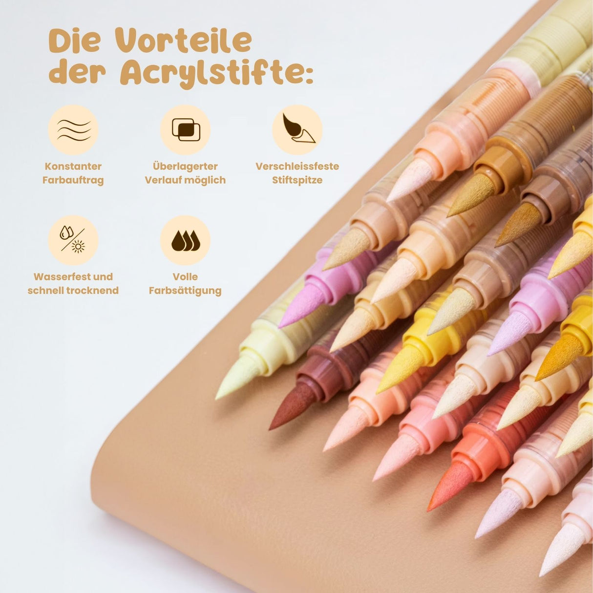 24-tlg. Set Acrylmarker Hautfarben Pinselstifte Acryl Brush Marker