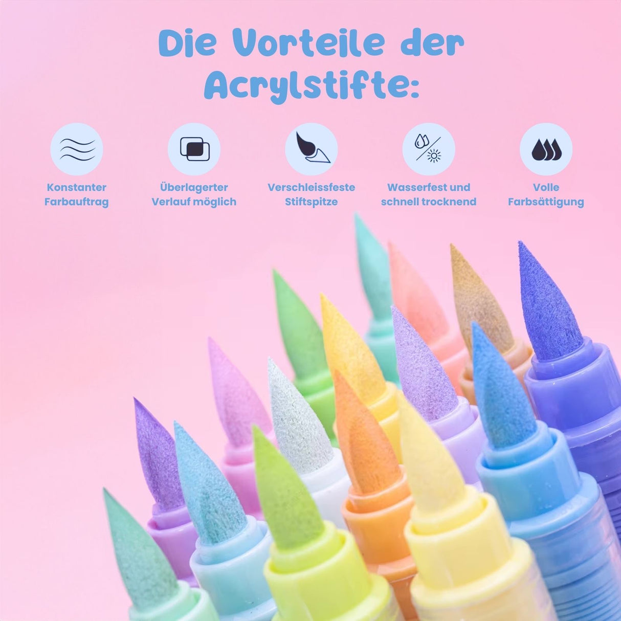 24-tlg. Set Acrylmarker Pastellfarbe Pinselstifte Acryl Brush Marker