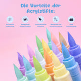 24-tlg. Set Acrylmarker Pastellfarbe Pinselstifte Acryl Brush Marker