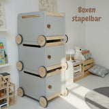 Spielzeugkiste auf Rollen Bücherkiste Spielzeugwagen Holz-Rollbox