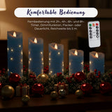5er-Set LED Stumpenkerze mit Lichterkette Elektronische Echtwachskerze