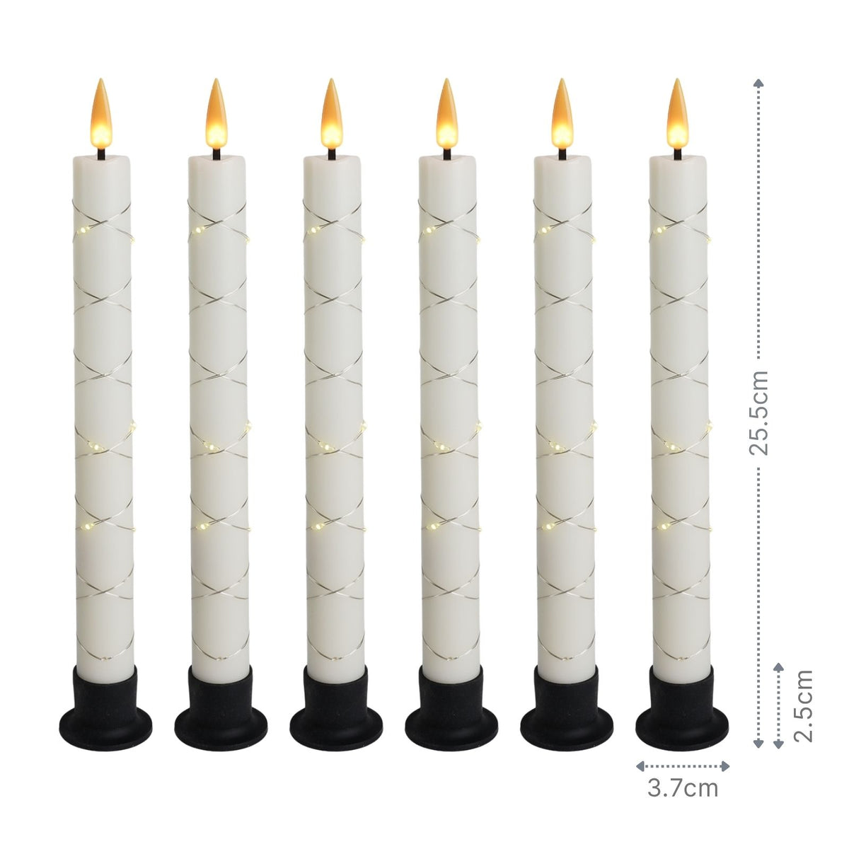 LED Stabkerzen 6er-Set Dinnerkerzen Elektrische Kerzen Tischkerzen –