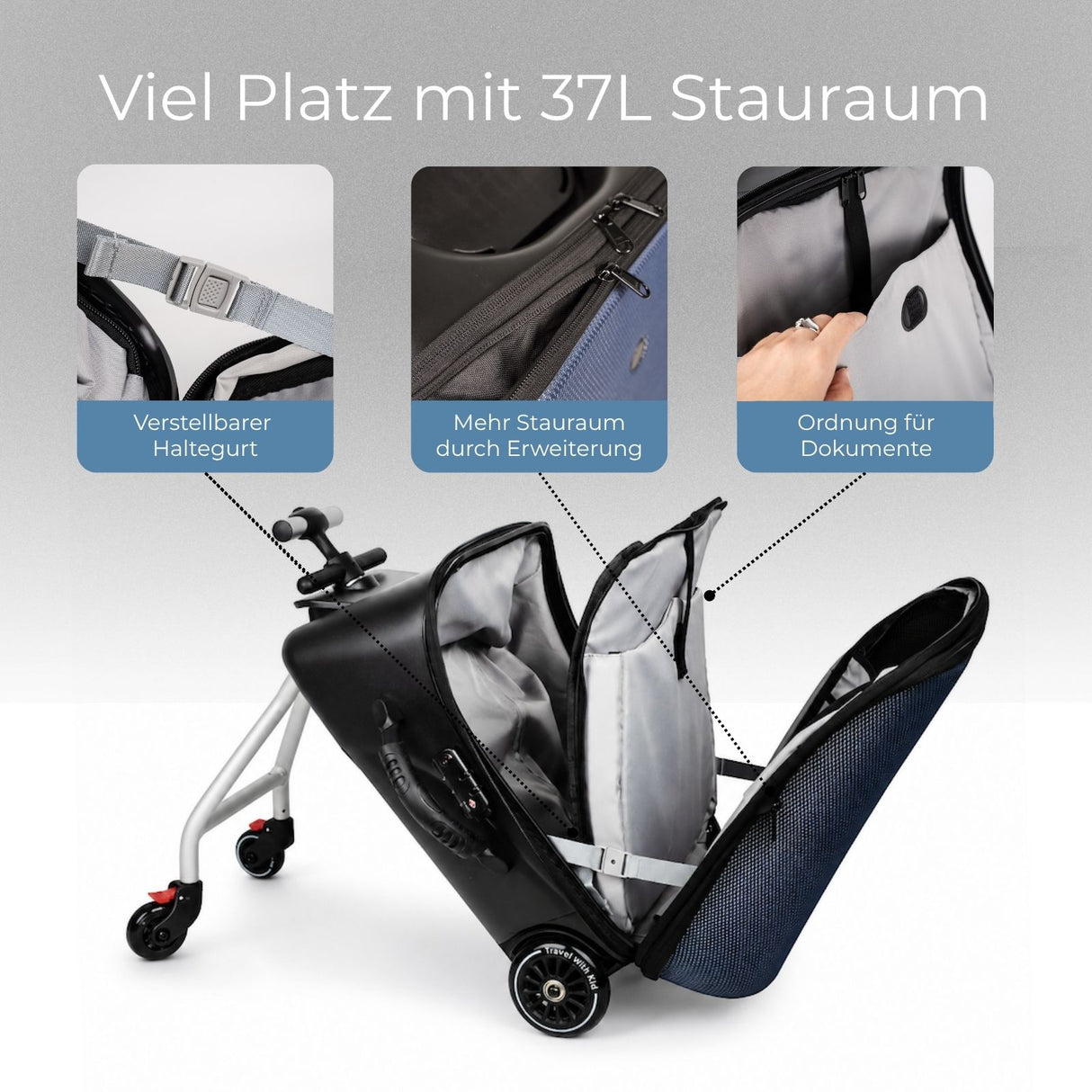 2in1 Kinderwagenkoffer Handgepäck Hartschalenkoffer Buggy Trolley