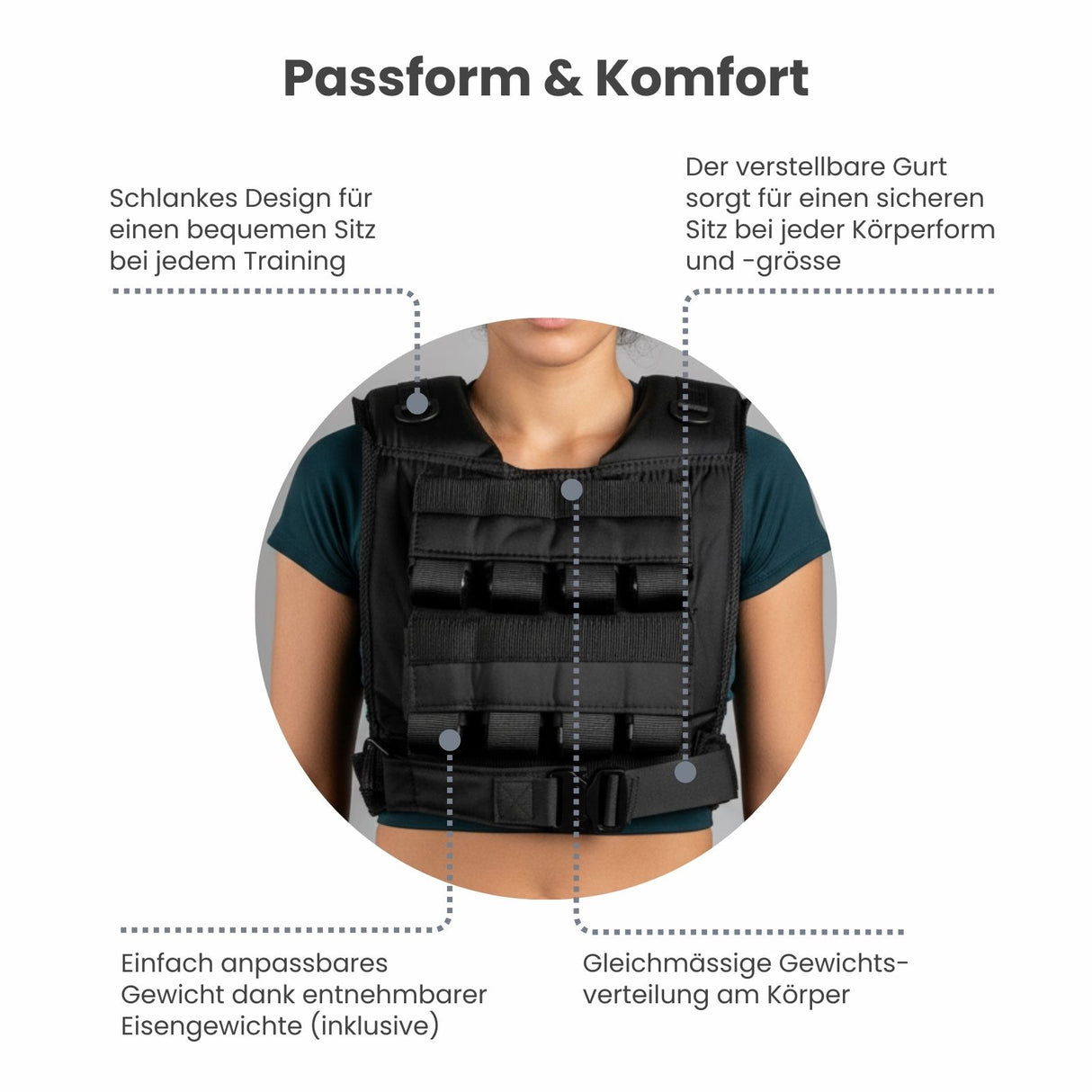 Verstellbare One Size Gewichtsweste 16kg Trainingsweste Weste