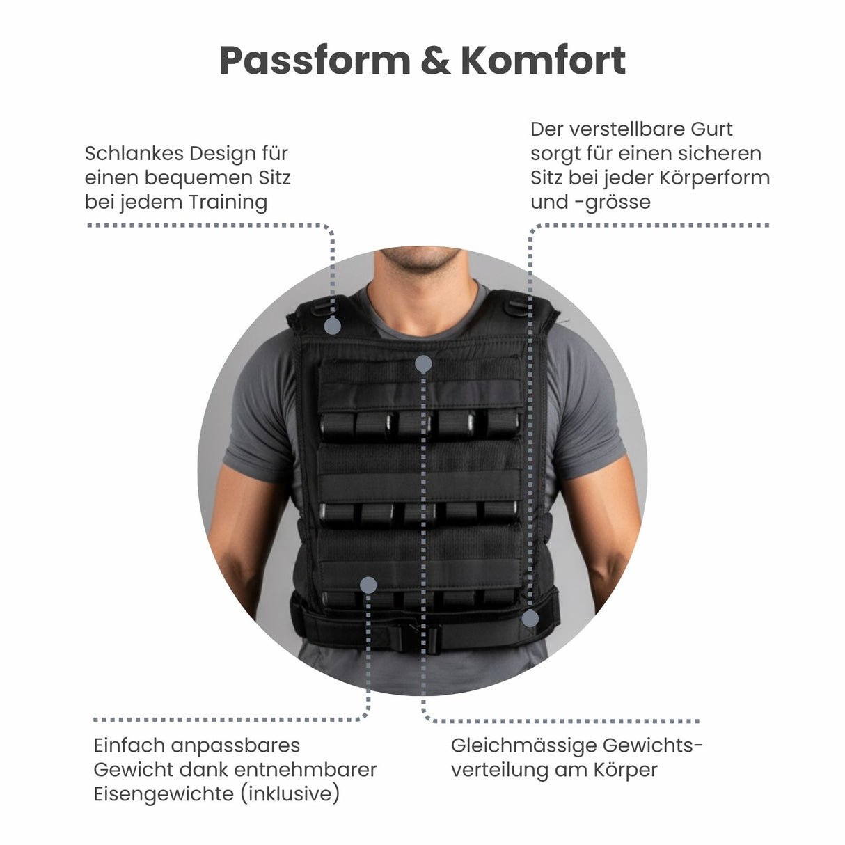 Verstellbare One Size Gewichtsweste 30kg Trainingsweste Weste